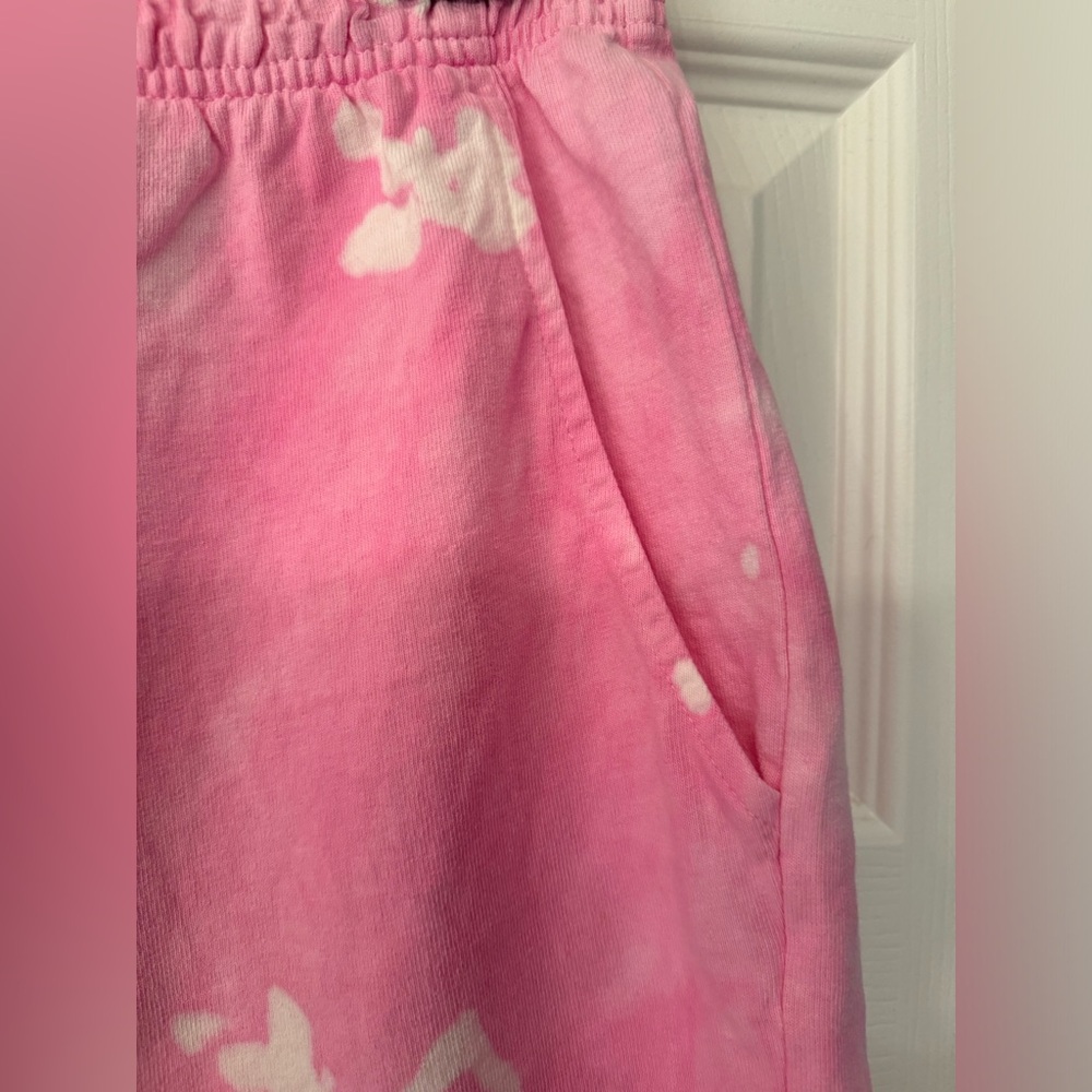 SPORTY & RICH Pink Tie Dye Cotton Jersey Shorts Size Medium - Picture 8 of 10